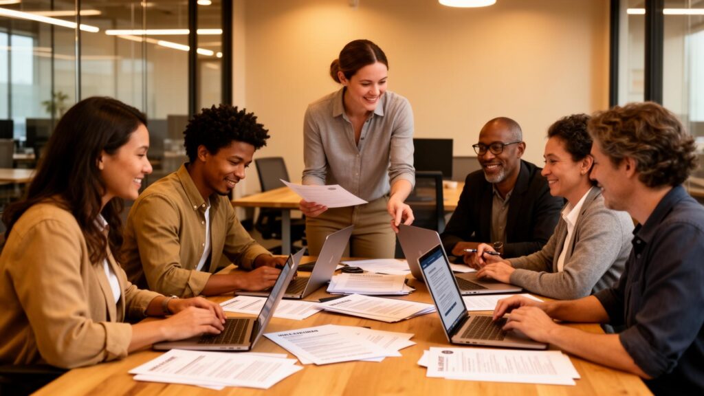 People collaborating in a job search workshop